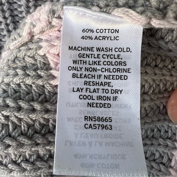 CASLON CHUNKY KNIT MOCK NECK COTTON SWEATER GRAY BABY PINK STRIPES SZ SMALL NWT - Picture 5 of 9